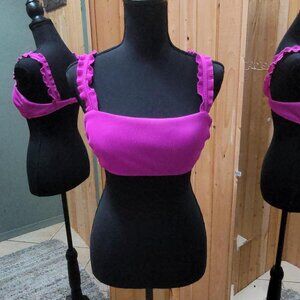 Pink Ruffle Bikini Top - No Boundaries Size M #beachwear